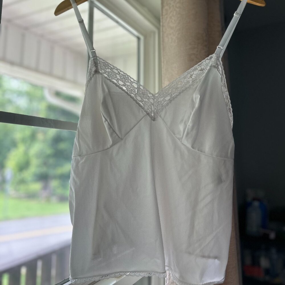 Vintage Vanity Fair White Lace-Trimmed Camisole